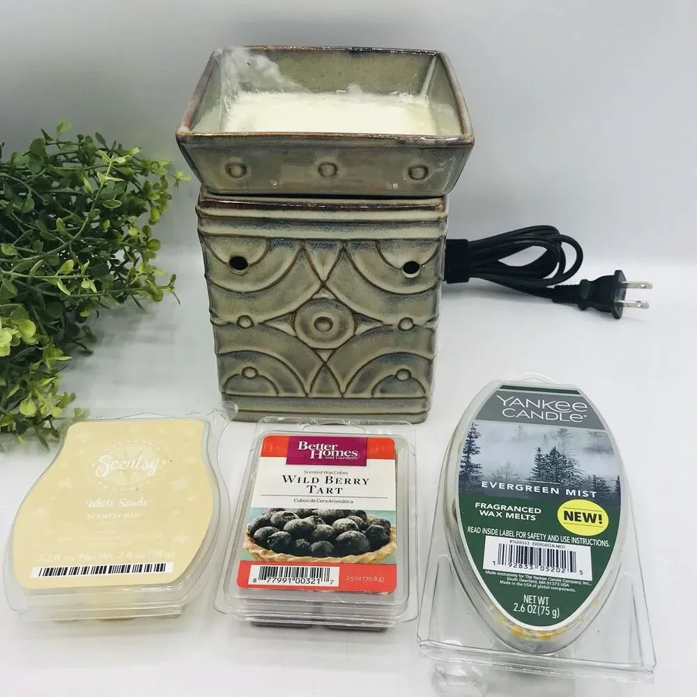 Scentsy LENORE Retired Blue Green Full Size Warmer DSW-LENO with Wax Tested